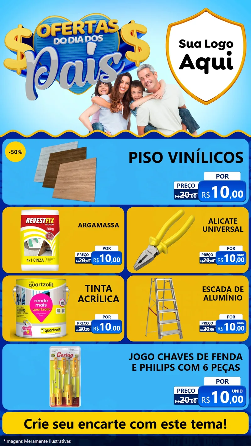 Modelo de TV para TV Vertical com o tema Ofertas do Dia dos Pais para Material para Construção