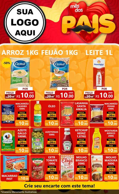 Modelo de Encarte para Encarte Grande com o tema Mês Dos Pais para Supermercado