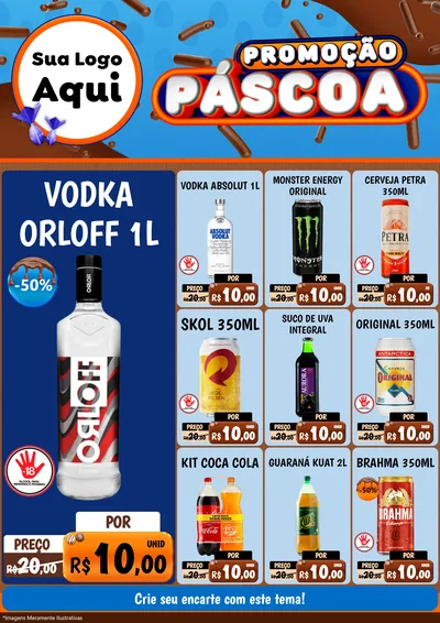 Modelo de Encarte para Encarte A4 Vertical com o tema Promoção Páscoa para Distribuidora de bebidas