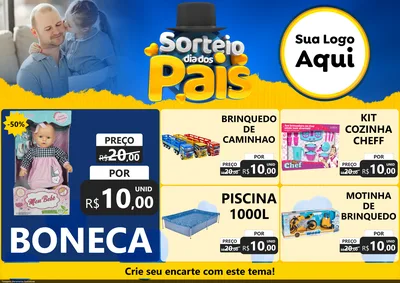 Modelo de Encarte para Encarte A4 Horizontal com o tema Sorteio Dia Dos Pais para Brinquedos