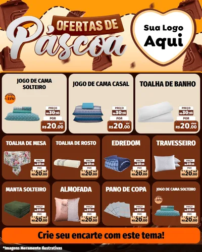 Modelo de Rede Social para Feed Instagram com o tema Ofertas de Páscoa para Cama, Mesa e Banho