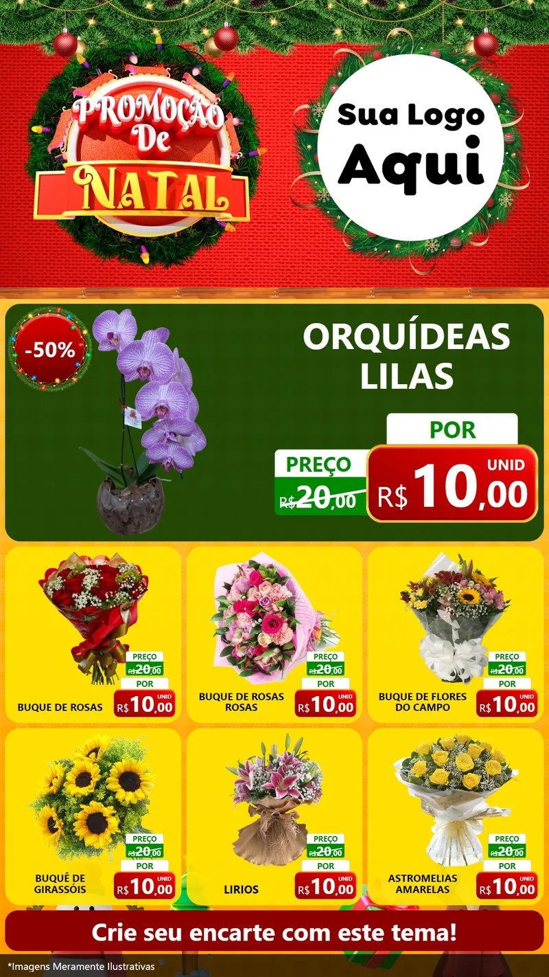 Modelo de Rede Social para Stories com o tema Promoção de Natal para Floricultura e jardim