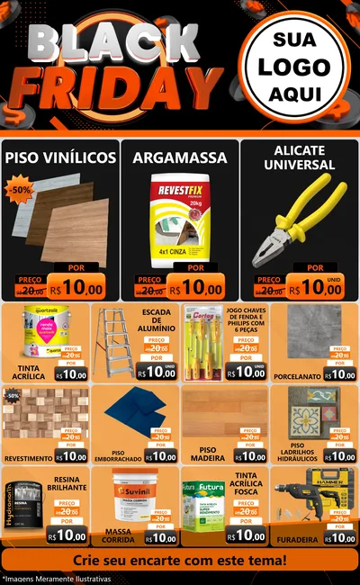 Modelo de Encarte para Encarte Grande com o tema Black Friday para Material para Construção