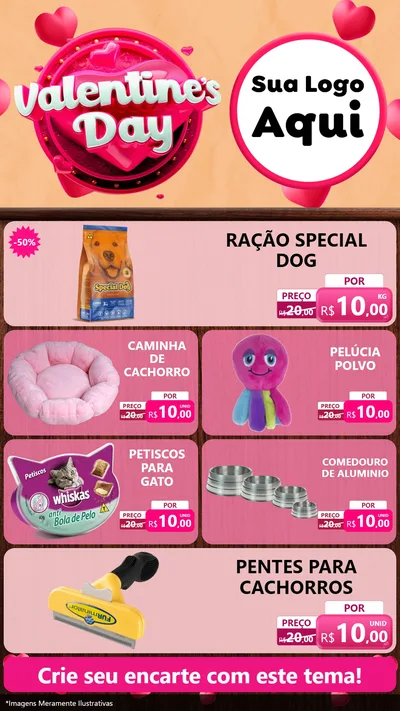 Modelo de TV para TV Vertical com o tema Valentine's Day para Pet Shop