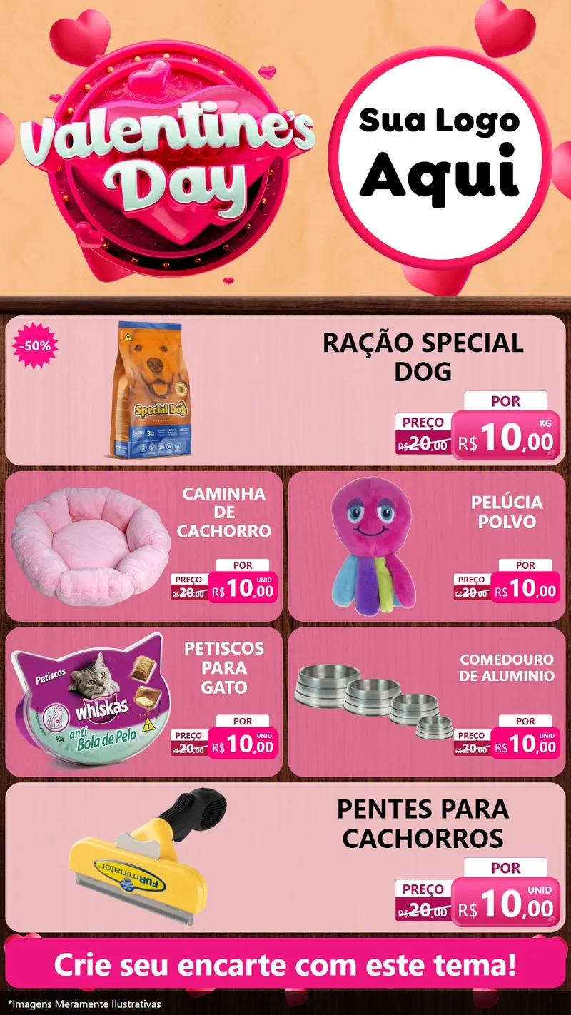 Modelo de TV para TV Vertical com o tema Valentine's Day para Pet Shop