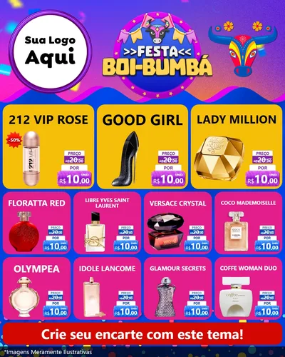 Modelo de Rede Social para Feed Instagram com o tema Festa Boi-Bumbá para Perfumes