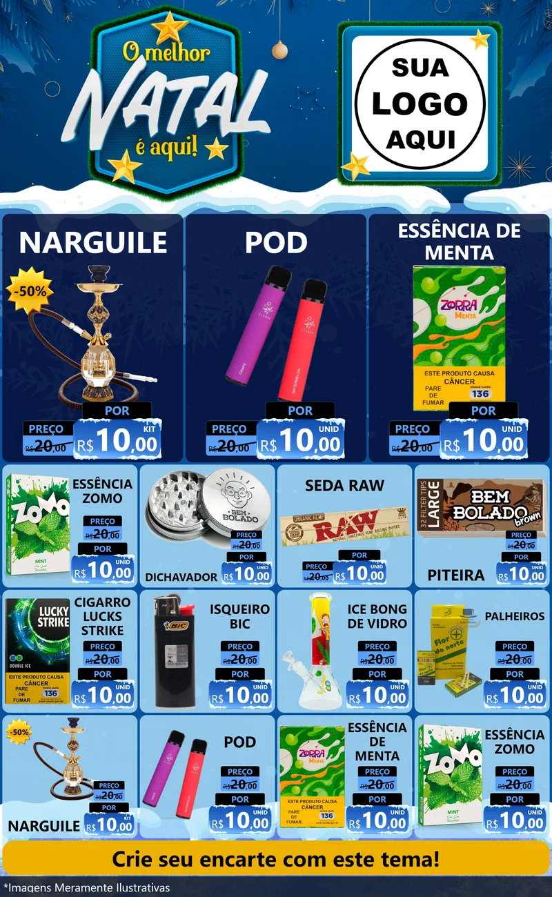 Modelo de Encarte para Encarte Grande com o tema O Melhor Natal É Aqui! para Tabacaria