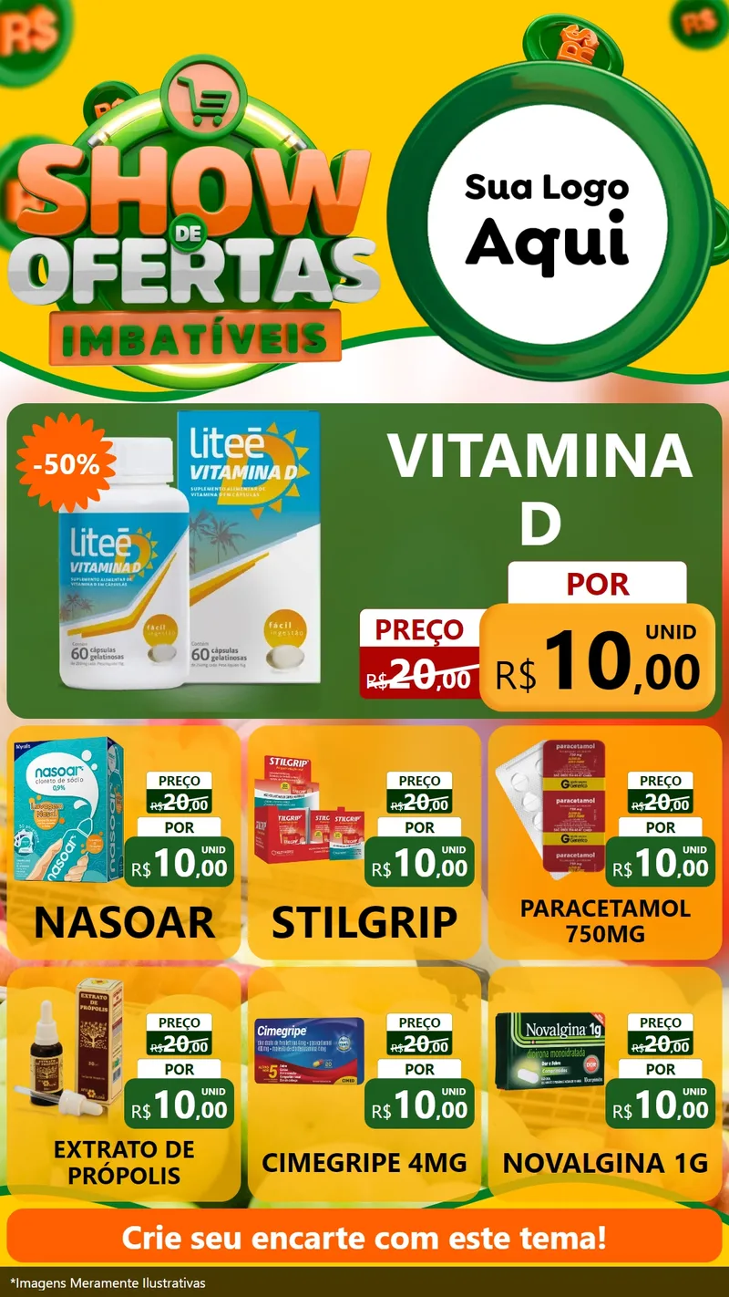 Modelo de Rede Social para Stories com o tema Show de Ofertas Imbatíveis para Farmácia