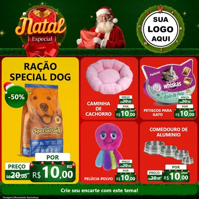 Modelo de Rede Social para Feed Facebook com o tema Natal Especial para Pet Shop