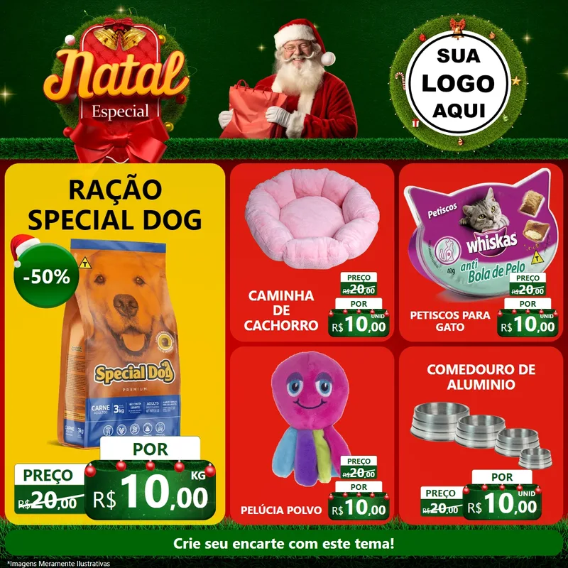 Modelo de Rede Social para Feed Facebook com o tema Natal Especial para Pet Shop