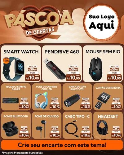 Modelo de Rede Social para Feed Instagram com o tema Páscoa de Ofertas para Informática