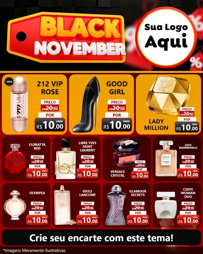 Modelo de Rede Social para Feed Instagram com o tema Black November para Perfumes