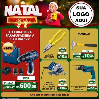 Modelo de Rede Social para Feed Facebook com o tema Natal da Economia para Maquinas e Ferramentas