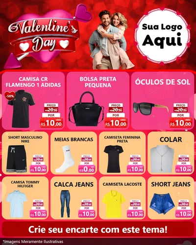 Modelo de Rede Social para Feed Instagram com o tema Valentine's Day para Roupas e acessórios