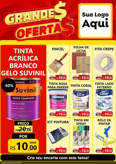 Modelo de Encarte para Encarte A4 Vertical com o tema Grandes Ofertas para Tintas e Ferramentas