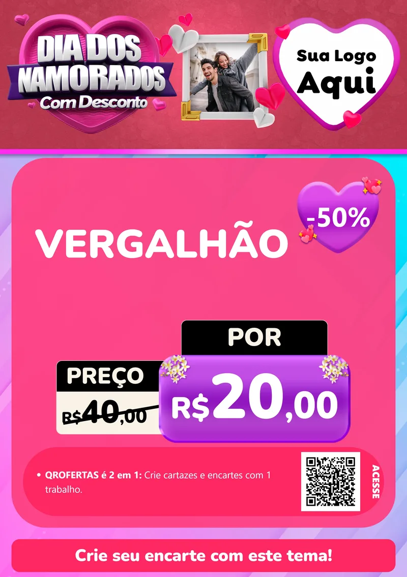 Modelo de Cartaz para Cartaz A4 Vertical com o tema Dia Dos Namorados Com Desconto para Ferragens