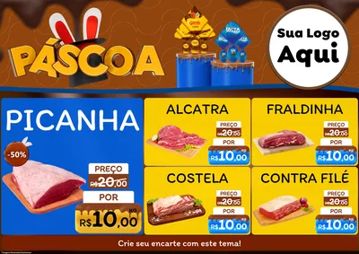Modelo de Encarte para Encarte A4 Horizontal com o tema Páscoa para Açougue