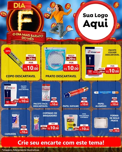 Modelo de Rede Social para Feed Instagram com o tema Dia F - O Dia Mais Barato Do Mês para Embalagens