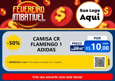 Modelo de Cartaz para Cartaz A4 Horizontal com o tema Fevereiro Imbatível para Roupas e acessórios