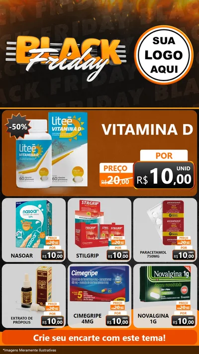 Modelo de Rede Social para Stories com o tema Black Friday para Farmácia