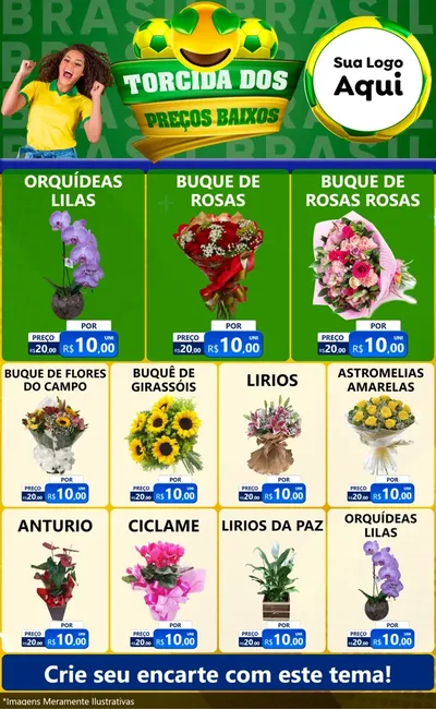 Modelo de Encarte para Encarte Grande com o tema Torcida dos Preços Baixos - Copa para Floricultura e jardim