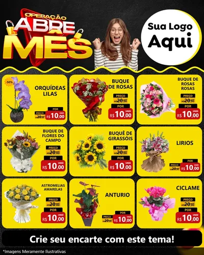 Modelo de Rede Social para Feed Instagram com o tema Operação Abre Mês para Floricultura e jardim
