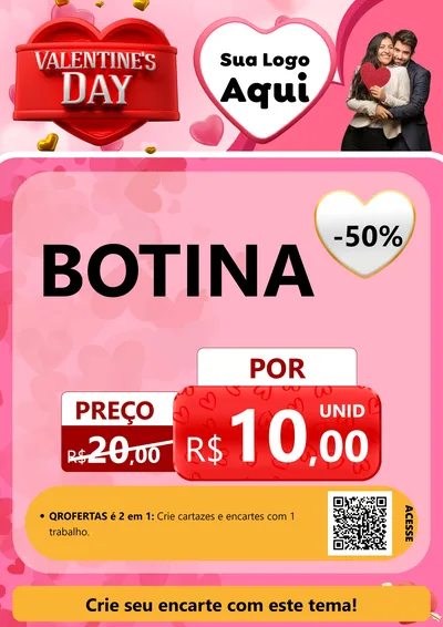 Modelo de Cartaz para Cartaz A4 Vertical com o tema Valentine's Day para Agropecuária