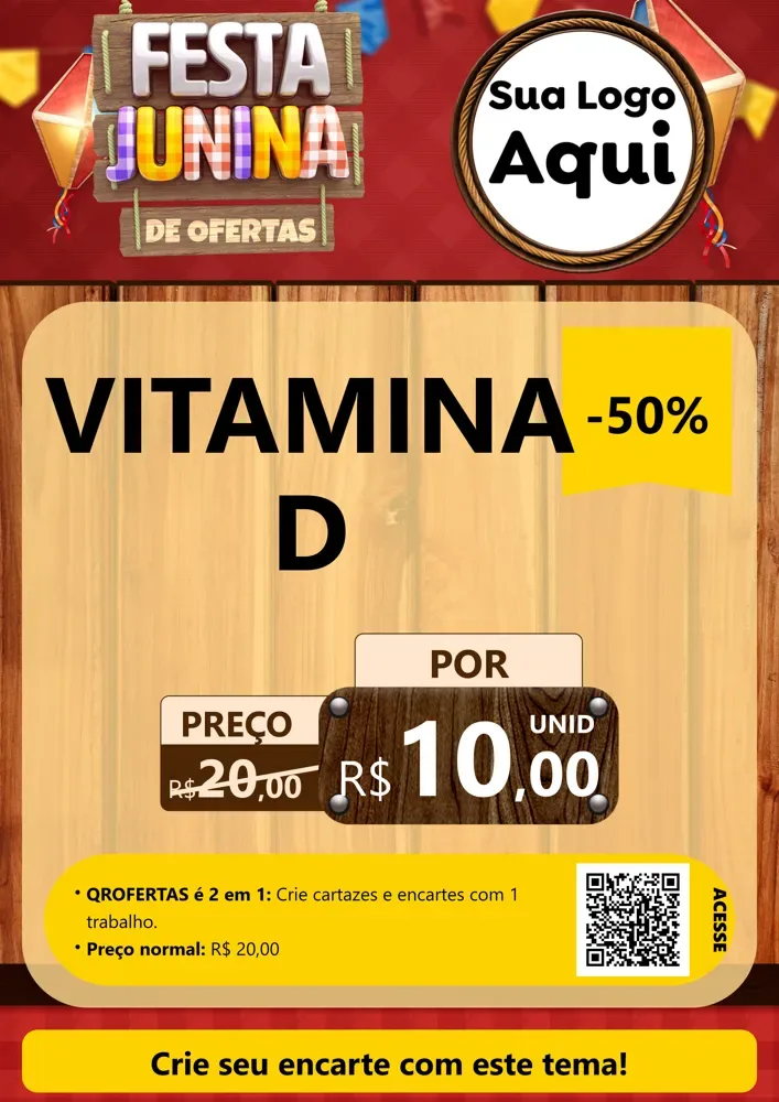 Modelo de Cartaz para Cartaz A4 Vertical com o tema Festa Junina de Ofertas para Farmácia