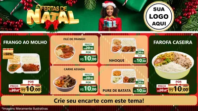 Modelo de TV para TV Horizontal com o tema Ofertas de Natal para Restaurante