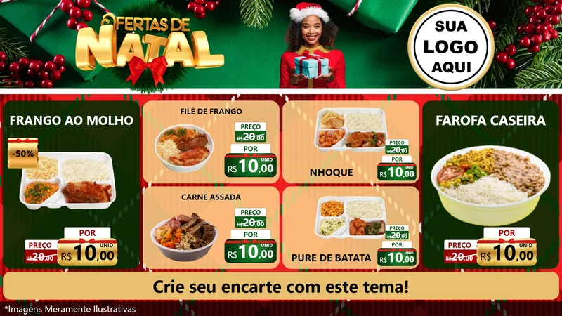 Modelo de TV para TV Horizontal com o tema Ofertas de Natal para Restaurante