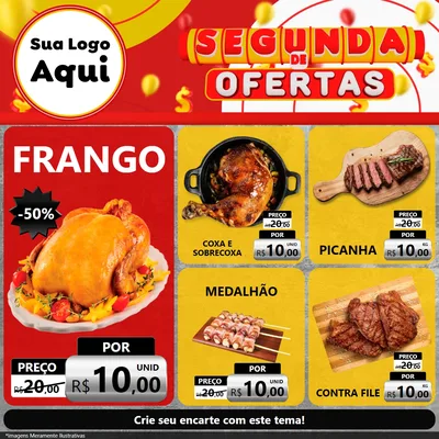 Modelo de Rede Social para Feed Facebook com o tema Segunda de Ofertas para Assados