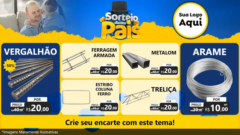 Modelo de TV para TV Horizontal com o tema Sorteio Dia Dos Pais para Ferragens