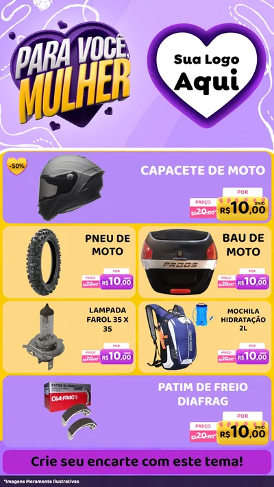 Modelo de TV para TV Vertical com o tema Para Você, Mulher para Moto peças