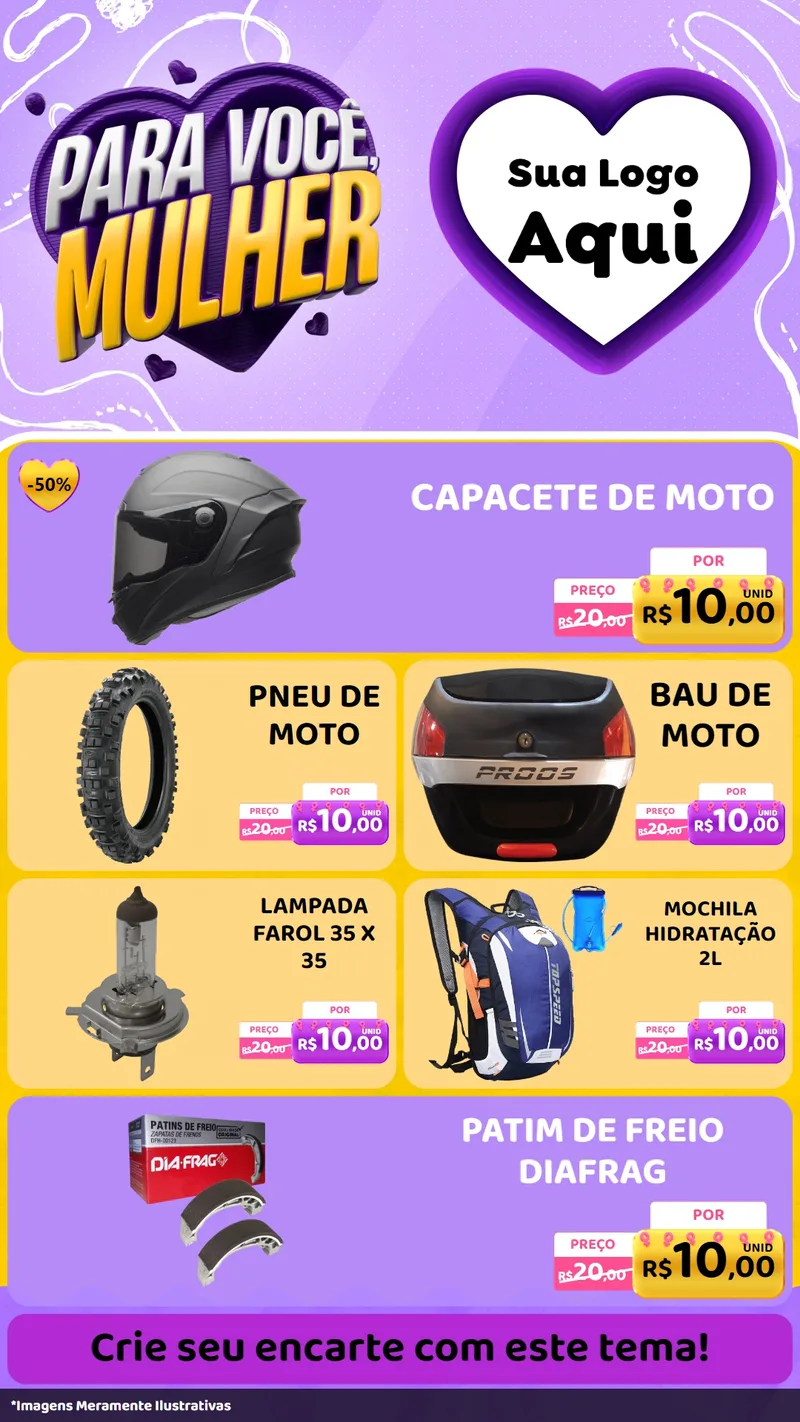 Modelo de TV para TV Vertical com o tema Para Você, Mulher para Moto peças