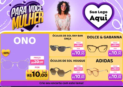 Modelo de Encarte para Encarte A4 Horizontal com o tema Para Você, Mulher para Óticas
