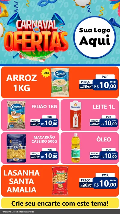 Modelo de TV para TV Vertical com o tema Carnaval de Ofertas para Supermercado