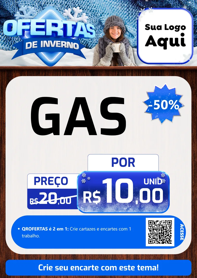 Modelo de Cartaz para Cartaz A4 Vertical com o tema Ofertas de Inverno para Água e gás