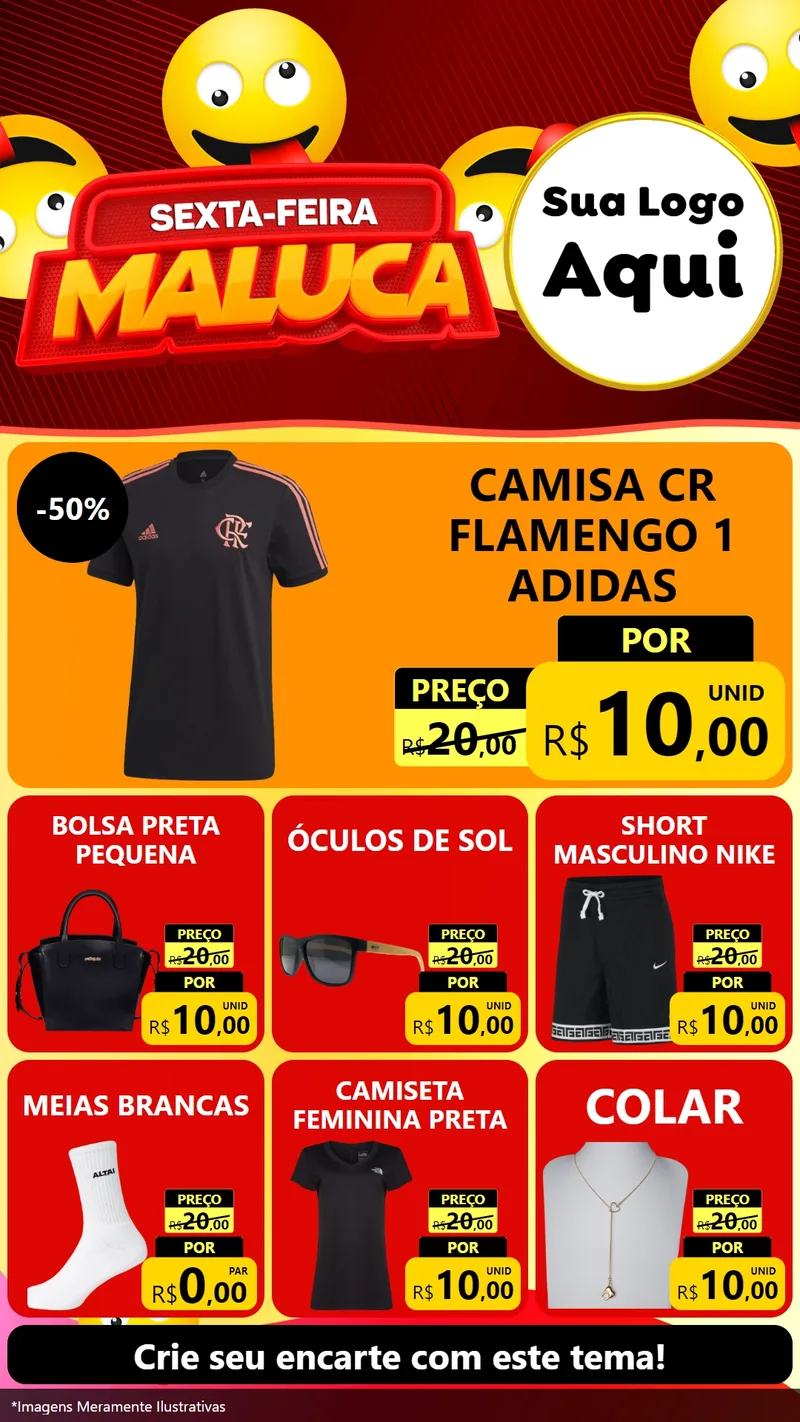 Modelo de Rede Social para Stories com o tema Sexta-feira Maluca para Roupas e acessórios
