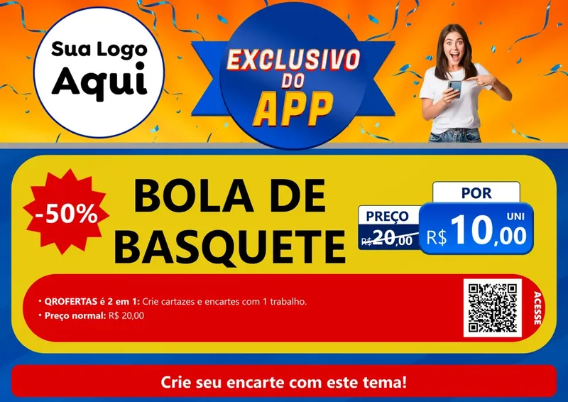 Modelo de Cartaz para Cartaz A4 Horizontal com o tema Exclusivo do Aplicativo para Artigos Esportivos