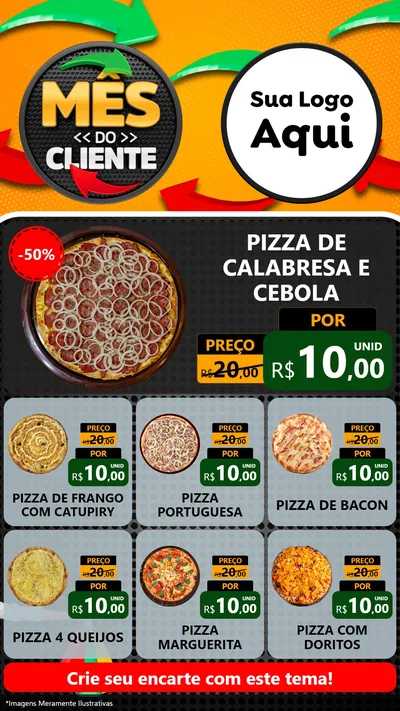 Modelo de Rede Social para Stories com o tema Mês do Cliente para Pizzaria