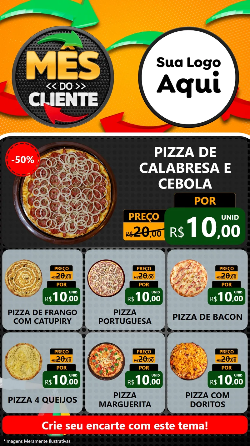 Modelo de Rede Social para Stories com o tema Mês do Cliente para Pizzaria