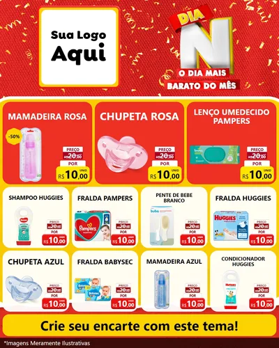 Modelo de Rede Social para Feed Instagram com o tema Dia N o Dia Mais Barato do Mês para Bebês