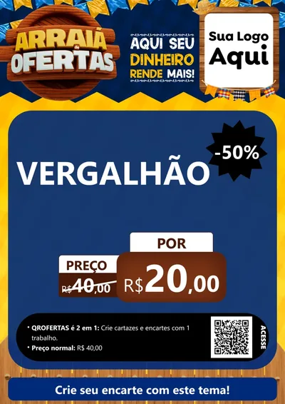 Modelo de Cartaz para Cartaz A4 Vertical com o tema Arraiá de Ofertas - Junina para Ferragens