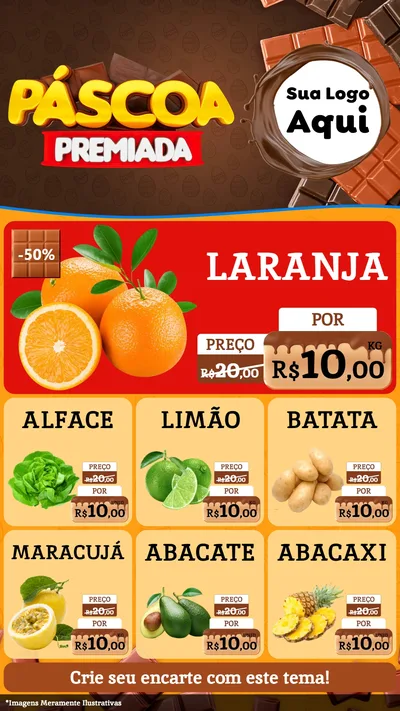 Modelo de Rede Social para Stories com o tema Páscoa Premiada para Hortifrúti
