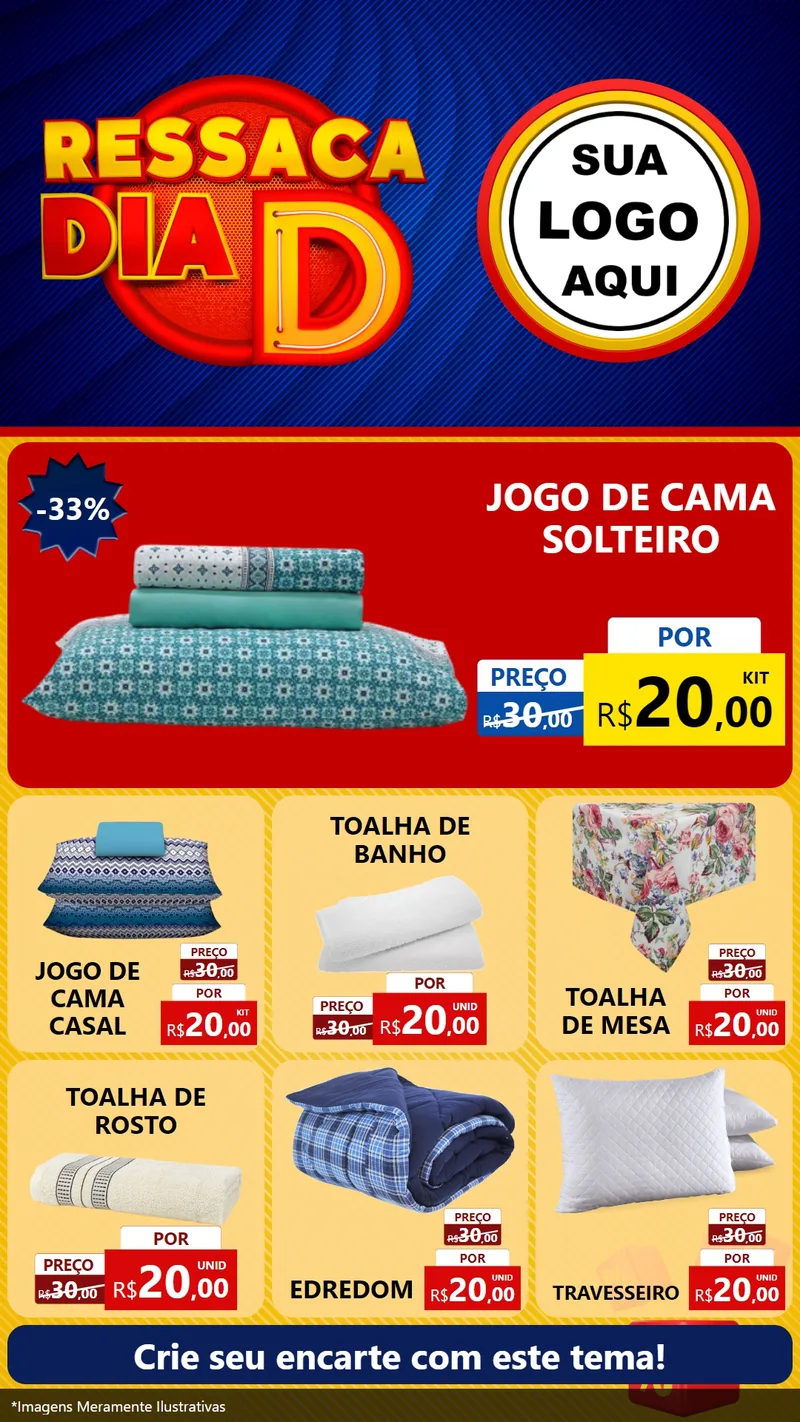 Modelo de Rede Social para Stories com o tema Ressaca Dia D para Cama, Mesa e Banho
