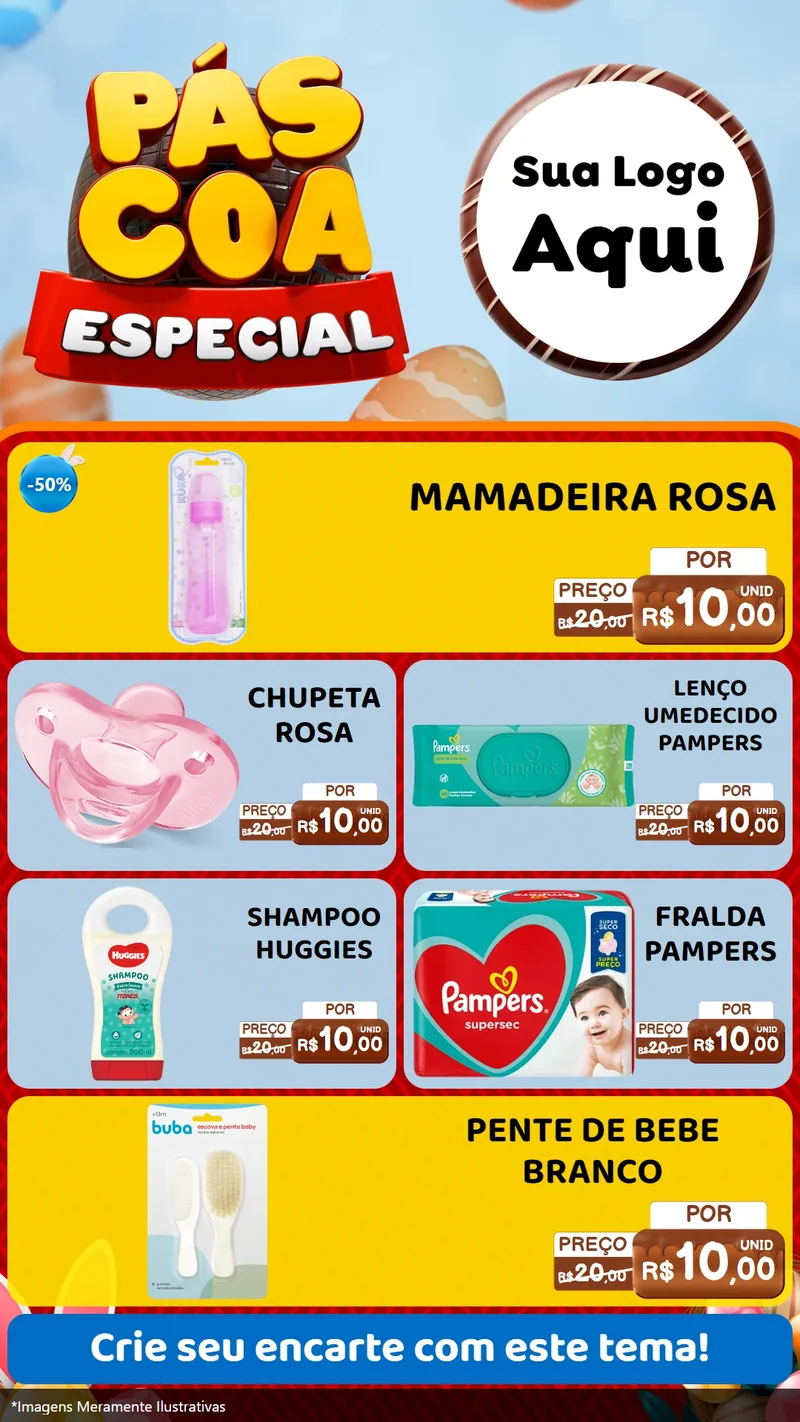 Modelo de TV para TV Vertical com o tema Páscoa Especial para Bebês
