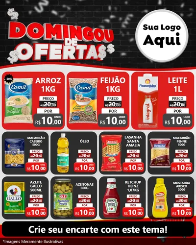 Modelo de Rede Social para Feed Instagram com o tema Domingou de Ofertas para Supermercado