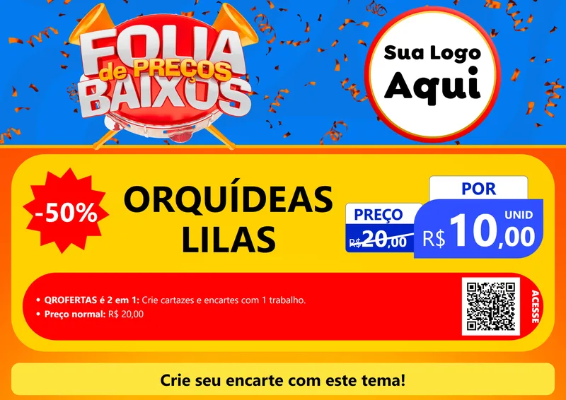 Modelo de Cartaz para Cartaz A4 Horizontal com o tema Folia de Preços Baixos para Floricultura e jardim
