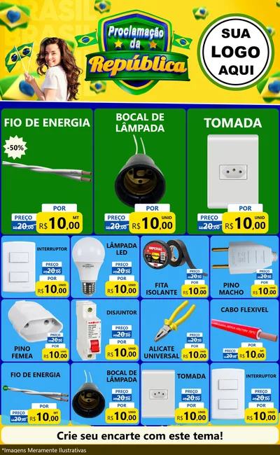 Modelo de Encarte para Encarte Grande com o tema Proclamação da República para Materiais Elétricos
