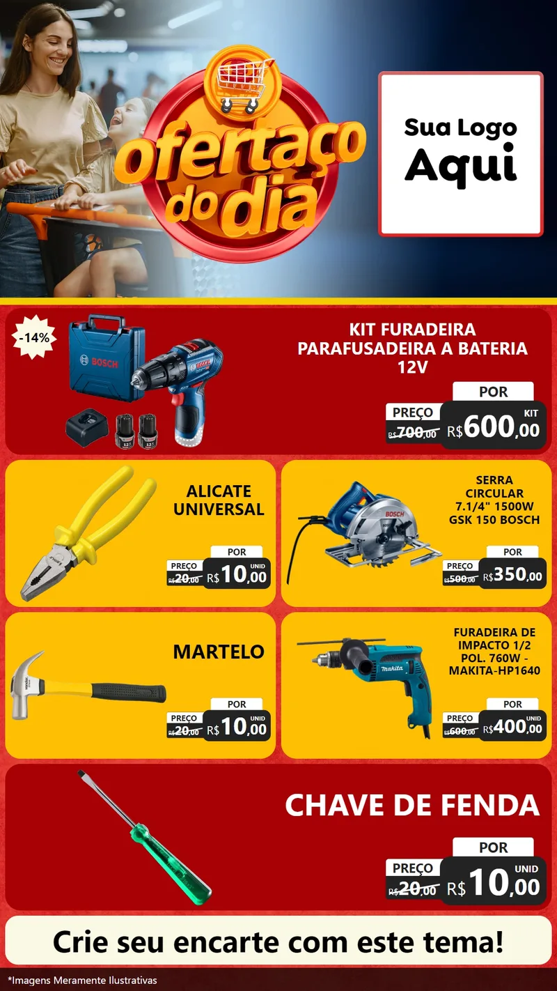 Modelo de TV para TV Vertical com o tema Ofertaço Do Dia para Maquinas e Ferramentas